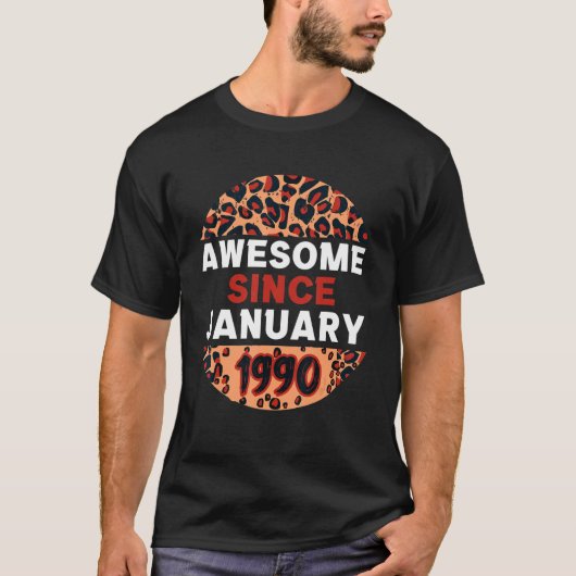 Geweldige sinds januari 1990 Leopard Print Januari T-shirt (Voorkant)
