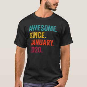 Geweldige sinds januari 2020 3e verjaardag 3 jaar  t-shirt