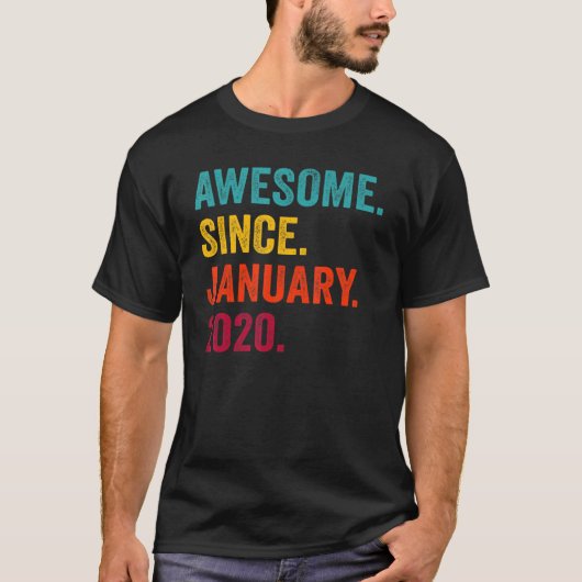 Geweldige sinds januari 2020 3e verjaardag 3 jaar  t-shirt (Voorkant)