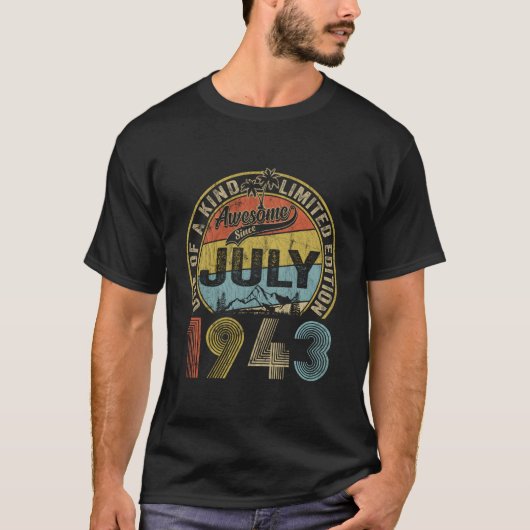 Geweldige sinds juli 1943 80ste verjaardagscadeaus t-shirt (Voorkant)