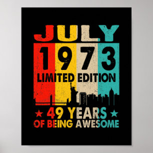 Geweldige sinds juli 1973 49e verjaardag poster
