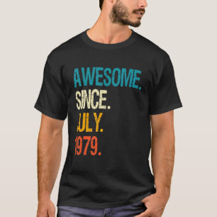 Geweldige sinds juli 1979 43e verjaardag 43 jaar o t-shirt