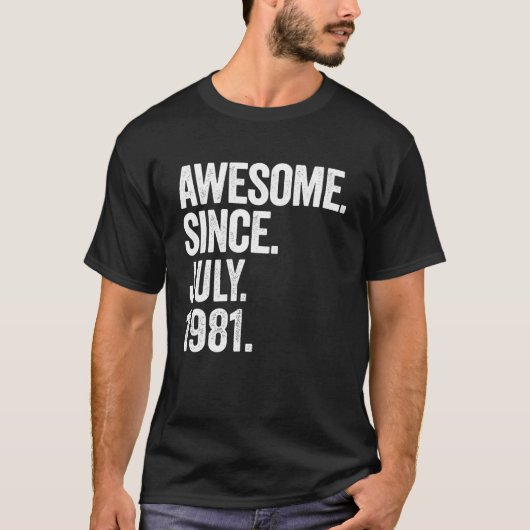Geweldige sinds juli 1981 Retro 42e Verjaardag 42 T-shirt (Voorkant)