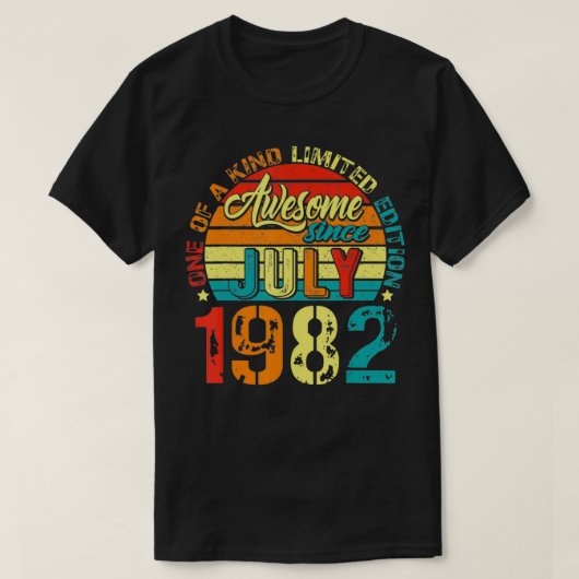 Geweldige sinds juli 1982 40 jaar oud 40e verjaard t-shirt (Design voorkant)