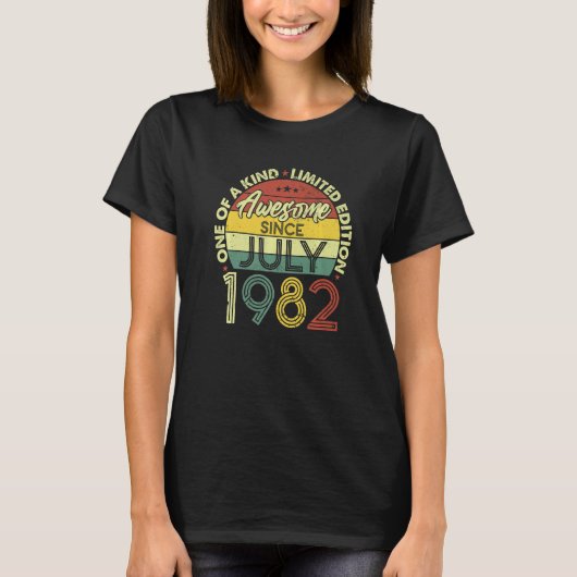 Geweldige sinds juli 1982 40 jaar oud 40e verjaard t-shirt (Voorkant)