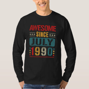 Geweldige sinds juli 1990 32 jaar oud en 32 jaar o t-shirt
