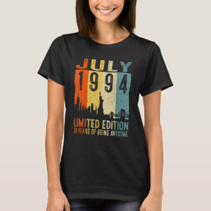 Geweldige sinds juli 1994 28e geboortedag retr. t-shirt