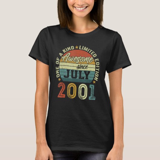 Geweldige sinds juli 2001 21 jaar oud 21 jaar oud t-shirt (Voorkant)