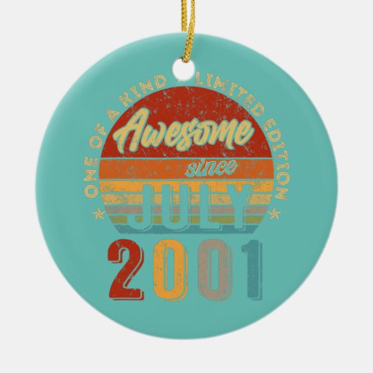 Geweldige sinds juli 2001  21ste verjaardag keramisch ornament (Voorkant)