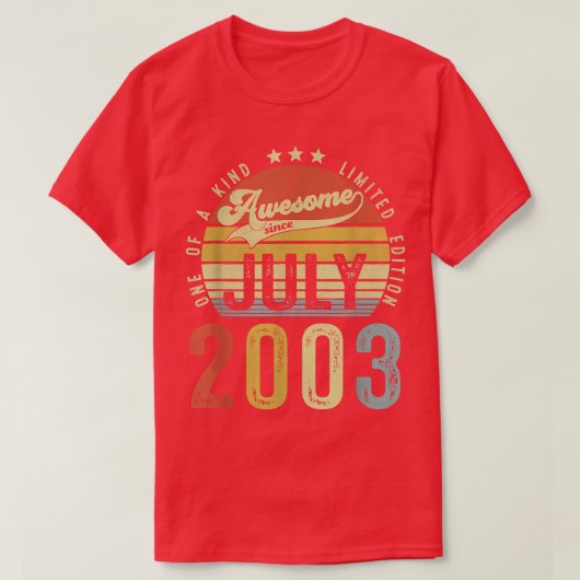Geweldige sinds juli 2003  19e verjaardag voor t-shirt (Design voorkant)