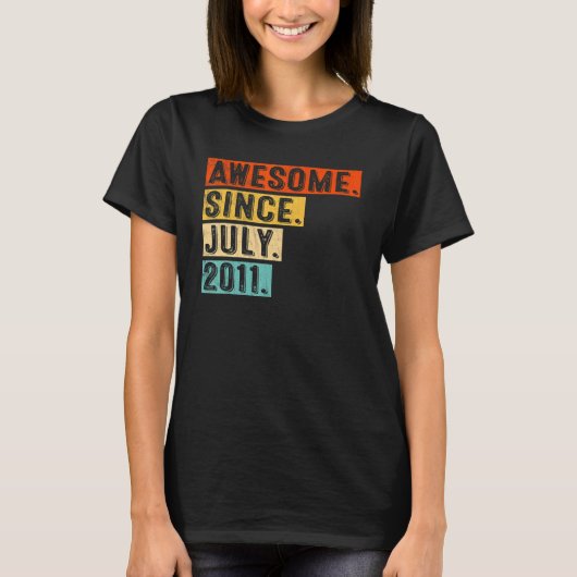 Geweldige sinds juli 2011 elfde verjaardag t-shirt (Voorkant)