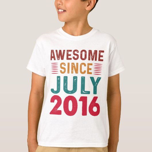 Geweldige sinds juli 2016 verjaardag t-shirt (Voorkant)