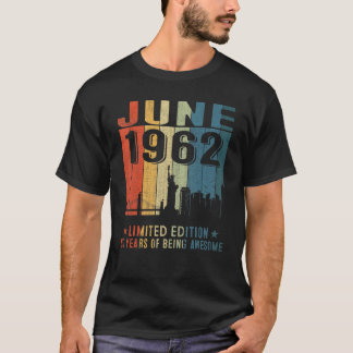Geweldige sinds juni 1962 60e verjaardag retr t-shirt