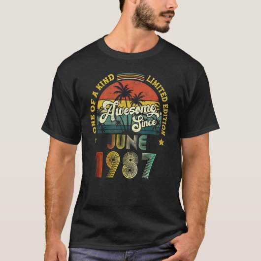 Geweldige sinds juni 1987 35 jaar oud 35 jaar oud t-shirt (Voorkant)