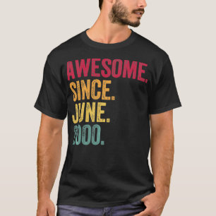 Geweldige sinds juni 2000 22e verjaardag 22 jaar t-shirt