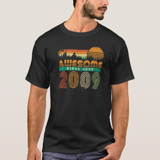 Geweldige sinds juni 2009 Tiener 13e Verjaardagsfe T-shirt (Voorkant)