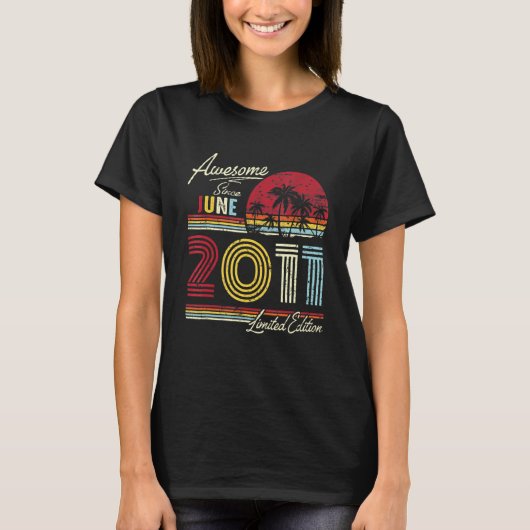  Geweldige sinds juni 2011 11e verjaardag T-shirt (Voorkant)
