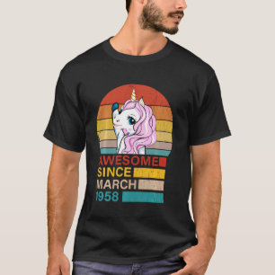 Geweldige sinds maart 1958 Unicorn 63 jaar oud T-shirt