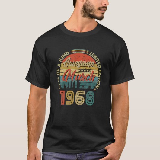 Geweldige sinds maart 1968 54e verjaardag t-shirt (Voorkant)