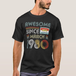 Geweldige sinds maart 1980 Vintage op zondag T-shirt