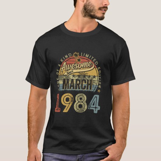 Geweldige sinds maart 1984 40e verjaardag GIF T-shirt (Voorkant)