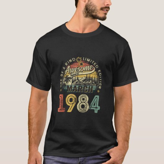 Geweldige sinds maart 1984 40e verjaardag GIF T-shirt (Voorkant)