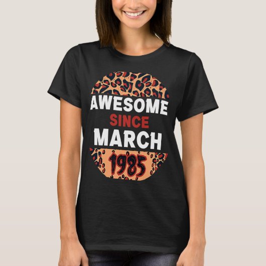 Geweldige sinds maart 1985 Leopard Print March Bir T-shirt (Voorkant)