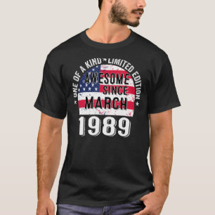 Geweldige sinds maart 1989 34 jaar oud USA T-shirt
