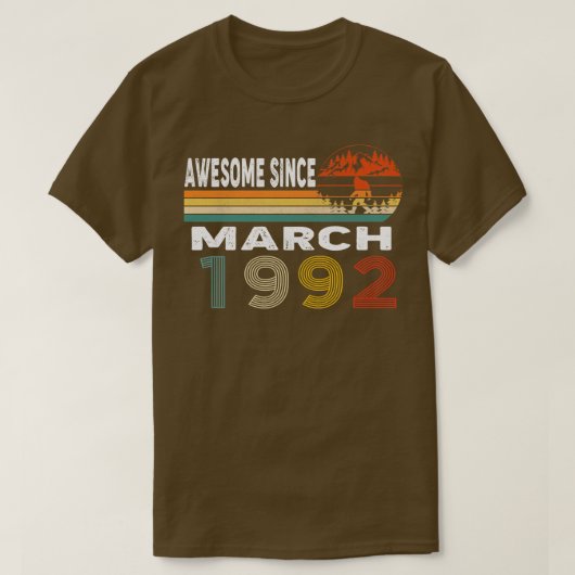 Geweldige sinds maart 1992 t-shirt (Design voorkant)