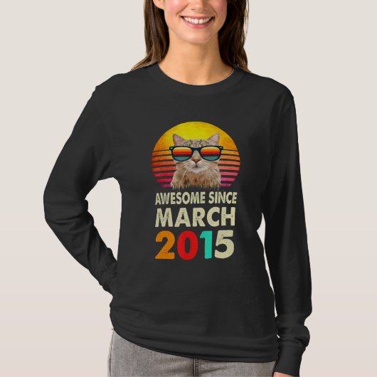 Geweldige sinds maart 2015 8th Birthday Gift Cat L T-shirt (Voorkant)