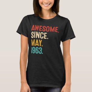 Geweldige sinds mei 1963 60e verjaardag Retro 60 j T-shirt