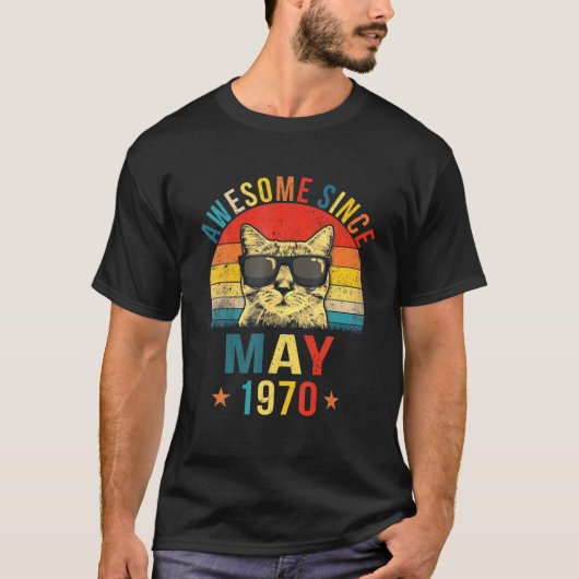 Geweldige sinds mei 1970 52e verjaardag Gift Cat L T-shirt (Voorkant)