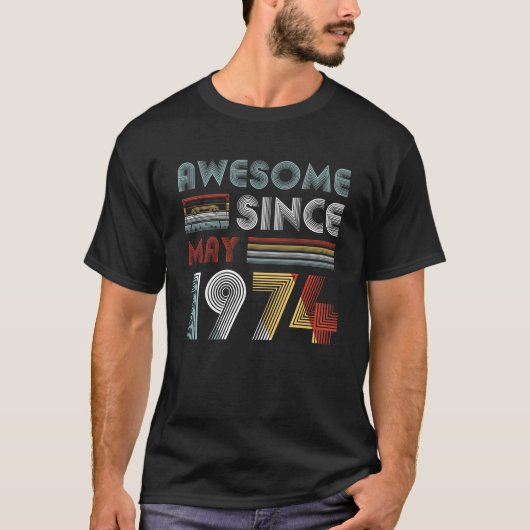 Geweldige sinds mei 1974 45e verjaardag T-shirt (Voorkant)