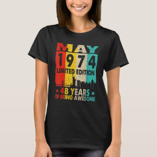 Geweldige sinds mei 1974 48e retro op de geboorte t-shirt