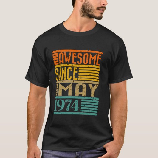 Geweldige sinds mei 1974 50 jaar 50ste verjaardag t-shirt (Voorkant)