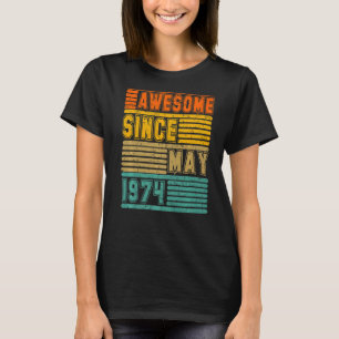 Geweldige sinds mei 1974 Vintage 48ste Mannen en v T-shirt