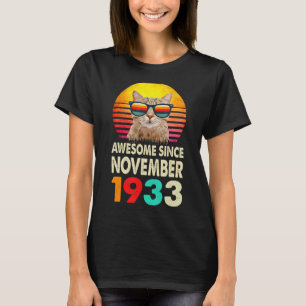 Geweldige sinds november 1933 89e verjaardag kat v t-shirt