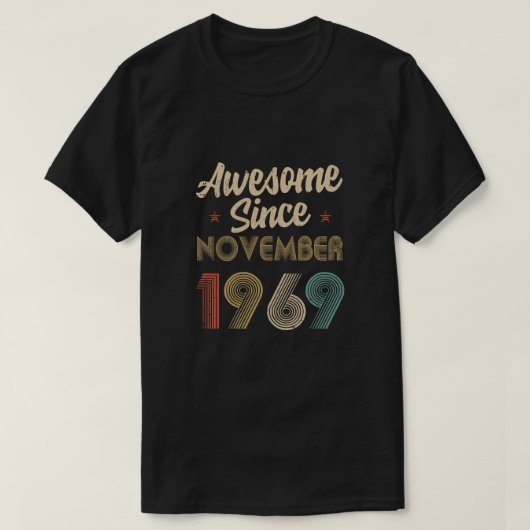 Geweldige sinds november 1969  60e verjaardag  t-shirt (Design voorkant)