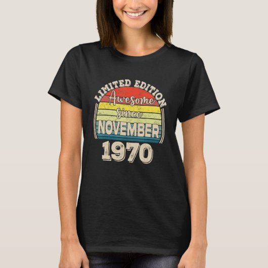Geweldige sinds november 1970 Geboren in november T-shirt (Voorkant)