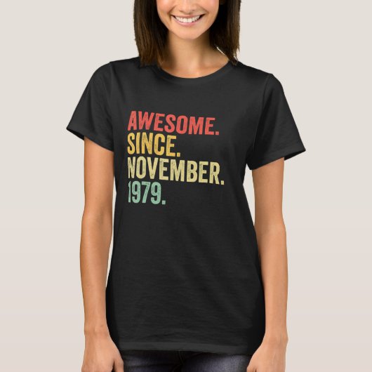 Geweldige sinds november 1979 43 jaar oude geschen t-shirt (Voorkant)