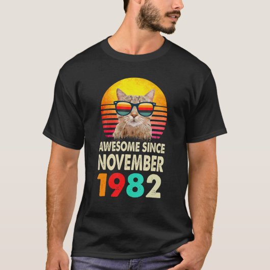 Geweldige sinds november 1982 40e verjaardag Kat V T-shirt (Voorkant)
