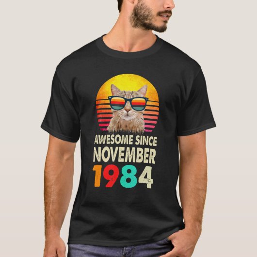 Geweldige sinds november 1984 38e geboortedag, kat t-shirt (Voorkant)