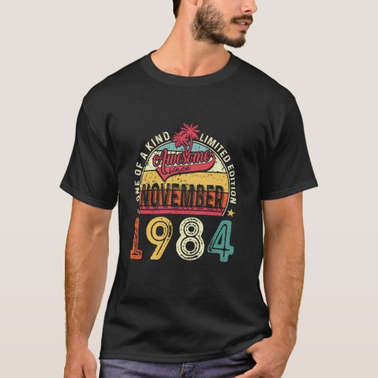 Geweldige sinds november 1984 40e verjaardag Retro T-shirt (Voorkant)