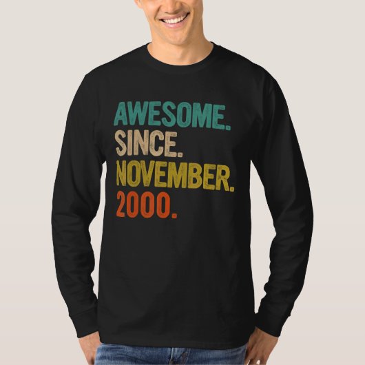 Geweldige sinds november 2000 22 jaar oude geschen t-shirt (Voorkant)
