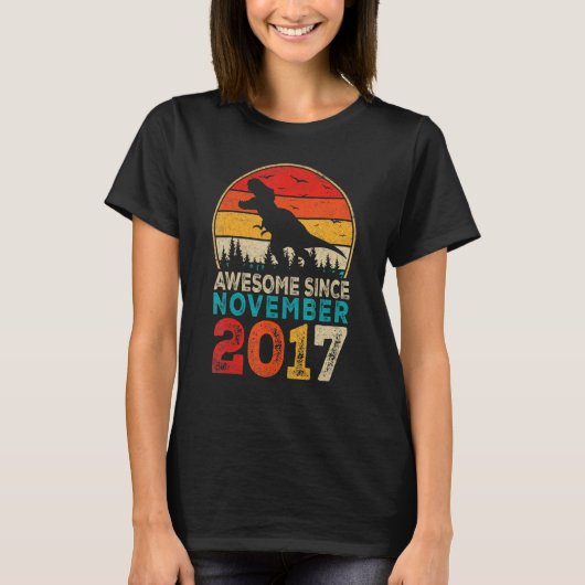 Geweldige sinds november 2017 5th Birthday Boy Din T-shirt (Voorkant)
