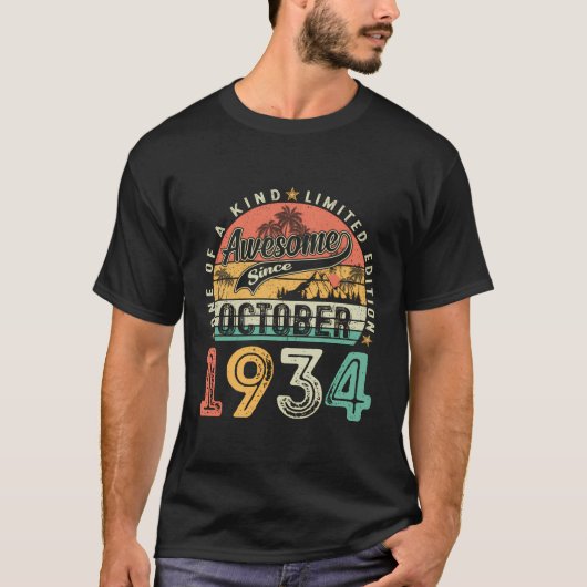 Geweldige sinds oktober 1934 89e verjaardagscadeau t-shirt (Voorkant)
