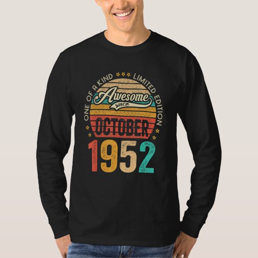 Geweldige sinds oktober 1952 70 jaar 70ste geboort t-shirt (Voorkant)