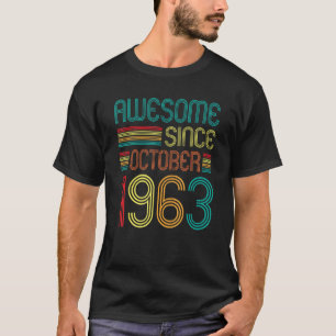 Geweldige sinds oktober 1963 59e geboortedag retro t-shirt