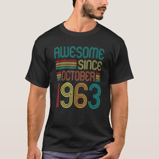 Geweldige sinds oktober 1963 59e geboortedag retro t-shirt (Voorkant)