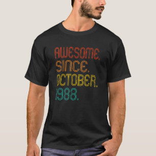 Geweldige sinds oktober 1988 Retro 34 jaar oud T-shirt